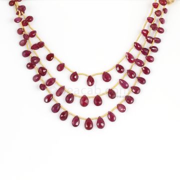 3 Lines - Medium Red Ruby Faceted Drops - 66.90 cts - 4 x 6 mm to 3.5 x 8.8 mm  (RDR1064)