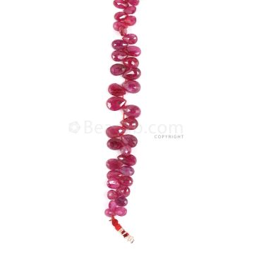 1 Line - Medium Red Ruby Faceted Drops - 68.00 cts - 4.1 x 5.5 mm to 6.1 x 10.9 mm (RDR1057)