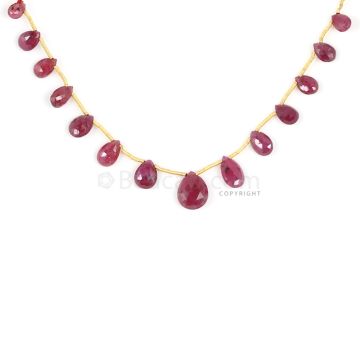 1 Line - Medium Red Ruby Faceted Drops - 20.00 cts - 4.7 x 5.9 mm to 8.3 x 10.4 mm (RDR1065)