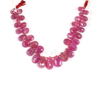 1 Line - Medium Red Ruby Faceted Drops - 79.50 cts - 4.5 x 7.4 mm to 9.3 x 13.9 mm (RDR1056)