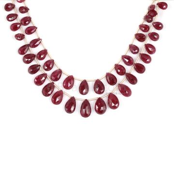 1 Line - Dark Red Ruby Faceted Drops - 70.50 cts - 4.5 x 7.2 mm to 7 x 11.8 mm (RDR1055)