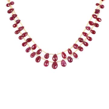 2 Lines - Dark Red Ruby Faceted Drops - 53.00 cts - 4 x 6.1 mm to 6.7 x 10 mm (RDR1059)