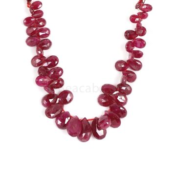 1 Line - Dark Red Ruby Faceted Drops - 74.85 cts - 4.5 x 7 to 8.3 x 12.7 mm (RDR1061)