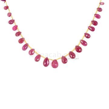 1 Line - Medium Red Ruby Faceted Drops - 21.00 cts - 3 x 5.3 mm to 5.8 x 9.6 mm (RDR1048)