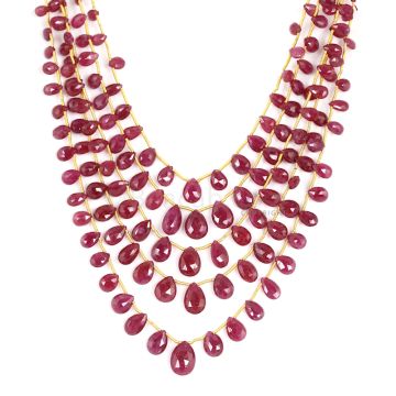 5 Lines - Medium Red Ruby Faceted Drops - 204.10 cts - 4.5 x 6.2 mm to 8.2 x 12.2 mm (RDR1049)