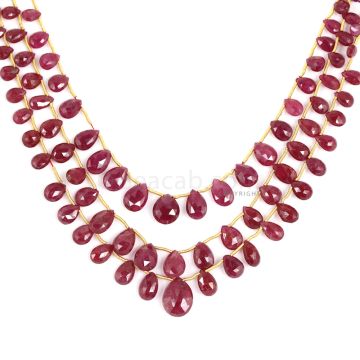 2 Lines - Medium Red Ruby Faceted Drops - 132.90 cts - 3.8 x 6 mm to 10 x 13.2 mm (RDR1054)