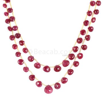 2 Lines - Medium Red Ruby Faceted Drops - 79.25 cts - 4.9 x 4.7 mm to 9.4 x 10 mm (RDR1046)