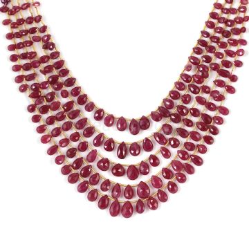 5 Lines - Medium Red Ruby Faceted Drops - 210.50 cts - 3.6 x 5.4 mm to 7.3 x 10.5 mm (RDR1047)