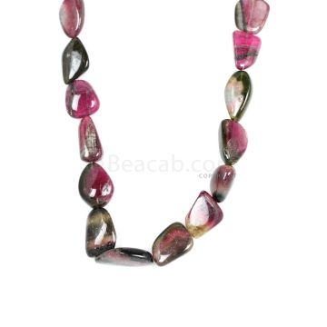 1 Line - Watermelon (Bi-Color) Multi-Tourmaline Tumbled Beads - 443.00 cts - 12.5 x 19.6 mm to 15 x 24.5 mm (MTOUR1026)
