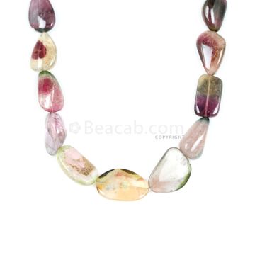 1 Line - Watermelon (Bi-Color) Multi-Tourmaline Tumbled Beads - 285 cts - 11.9 x 20 mm to 16.1 x 24.5 mm (MTOUR1024)