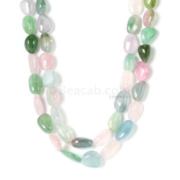 2 Lines - Dark Tones Multi-Tourmaline Tumbled Beads - 1157 cts - 11.5 x 13.5 mm to 15.6 x 20.1 mm (MTOUR1023)