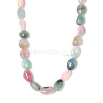 1 Line - Dark Tones Multi-Tourmaline Tumbled Beads - 536.00 cts - 12.7 x 16.3 mm to 13.14 x 24.5 mm (MTOUR1025)