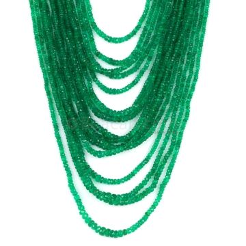 17 Lines - Medium Green Emerald Faceted Beads - 757.00 cts - 2.2 to 6.4 mm (EMFB1109)