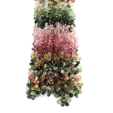 9 Lines - Medium Tones Multi-Tourmaline Faceted Drops - 591.96 cts - 4.1 x 3 mm to 7.8 x 4.9 mm (MTFD1186)
