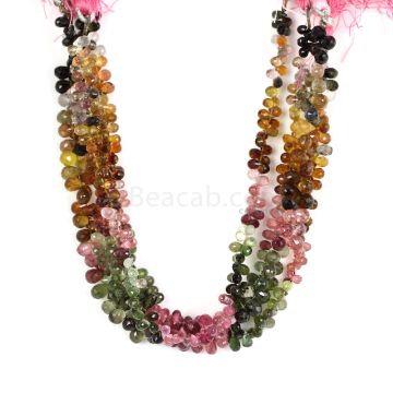 4 Lines - Medium Tones Multi-Tourmaline Faceted Drops - 230.00 cts - 6 x 4 mm to 6.5 x 4.5 mm (MTFD1179)