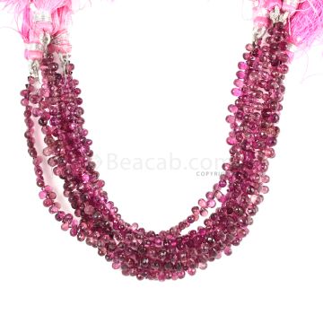 7 Lines - Dark Pink Tourmaline Faceted Drops - 218.00 cts - 5 x 3 mm to 4.4 x 3.2 mm (TFD1207)