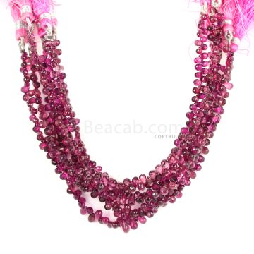 6 Lines - Dark Pink Tourmaline Faceted Drops - 230.00 cts - 4.9 x 3 mm to 5.2 x 3.2 mm (TFD1206)