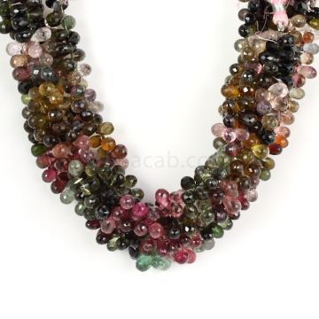 5 Lines - Medium Tones Multi-Tourmaline Faceted Drops - 676.50 cts - 4.8 x 7 mm to 5.5 x 8 mm (MTFD1174)