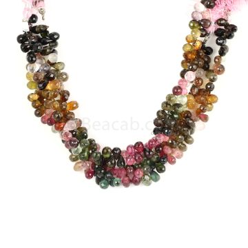 3 Lines - Medium Tones Multi-Tourmaline Faceted Drops - 394.50 cts - 5.5 x 8 mm to 6.1 x 9.5 mm (MTFD1173)