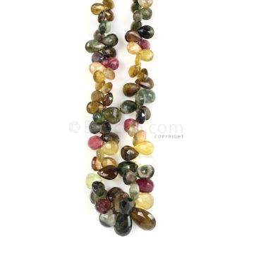 1 Line - Medium Tones Multi-Tourmaline Faceted Drops - 264.61 cts - 8 x 5 mm to 13.5 x 9.2 mm (MTFD1178)