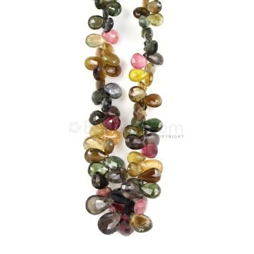 1 Line - Medium Tones Multi-Tourmaline Faceted Drops - 261.24 cts - 6.7 x 3 mm to 13.6 x 6.5 mm (MTFD1176)