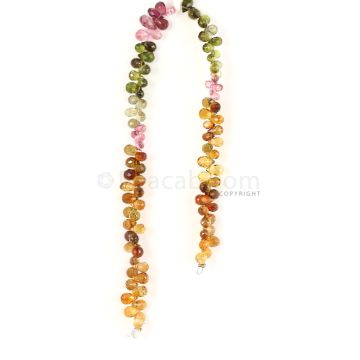 1 Line - Medium Tones Multi-Tourmaline Faceted Drops - 200.00 cts - 4 x 5.5 mm to 6 x 3.7 mm (MTFD1177)