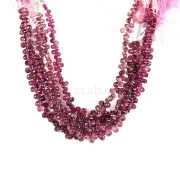 5 Lines - Dark Pink Tourmaline Faceted Drops - 291.50 cts - 4.5 x 4.5 mm to 7.8 x 5 mm (TFD1212)