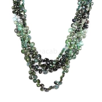 4 Lines - Green Tourmaline Faceted Drops - 182.50 cts - 3.4 x 3.9 mm to 6.3 x 6.2 mm (TFD1219)