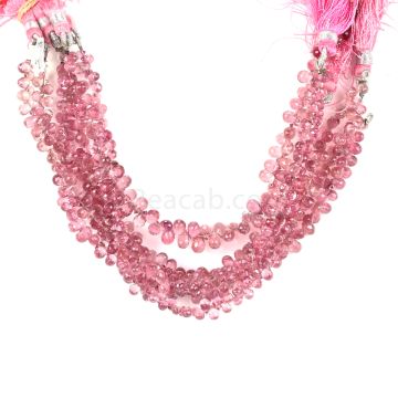 6 Lines - Medium Pink Tourmaline Faceted Drops - 305.50 cts - 4.2 x 3 mm to 6.1 x 4 mm (TFD1213)