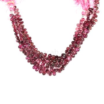 3 Lines - Dark Pink Tourmaline Faceted Drops - 241.50 cts - 5.5 x 4.4 mm to 8.6 x 5.9 mm (TFD1214)