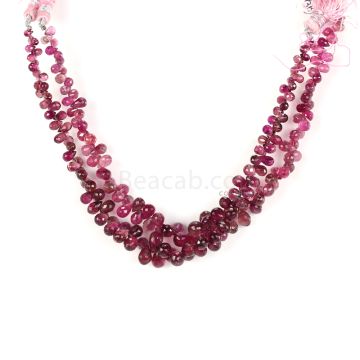 2 Lines - Medium Pink Tourmaline Faceted Drops - 134.50 cts - 4.9 x 3.5 mm to 8.1 x 5.9 mm (TFD1217)