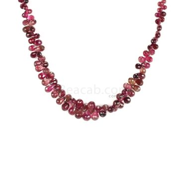 1 Line - Dark Pink Tourmaline Faceted Drops - 74.50 cts - 3.3 x 2.9 mm to 8.4 x 5.5 mm (TFD1216)