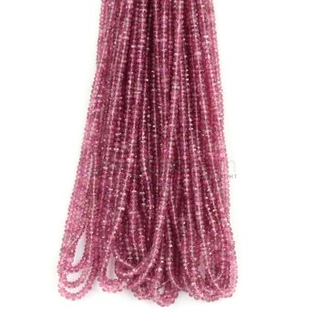 19 Lines - Medium Pink Tourmaline Faceted Beads - 621.50 cts - 3 to 3.5 mm (TOFB1018)