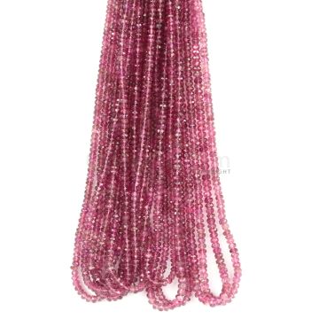 11 Lines - Medium Pink Tourmaline Faceted Beads - 371.66 cts - 3.2 to 3.5 mm (TOFB1020)