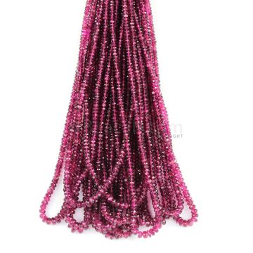 14 Lines - Dark Pink Tourmaline Faceted Beads - 673.25 cts - 2.9 to 5.0 mm (TOFB1021)