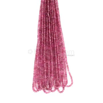 7 Lines - Medium Pink Tourmaline Faceted Beads - 367.50 cts - 3.1 to 3.7 mm (TOFB1026)