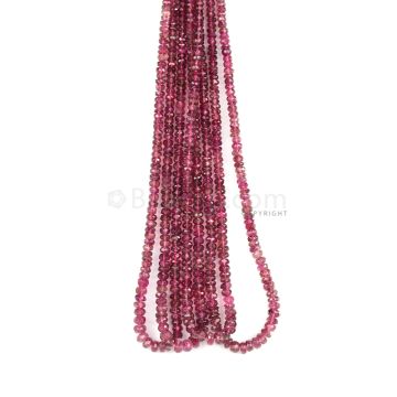 5 Lines - Dark Pink Tourmaline Faceted Beads - 181.49 cts - 3.1 to 4.5 mm (TOFB1023)