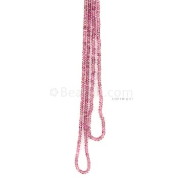 2 Lines - Medium Pink Tourmaline Faceted Beads - 60.00 cts - 2.9 to 3.3 mm (TOFB1019)