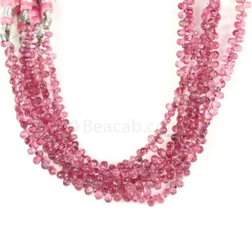 6 Lines - Medium Pink Tourmaline Faceted Drops - 208.50 cts - 5.1 x 3.2 mm to 5.5 x 3.5 mm (TFD1210)