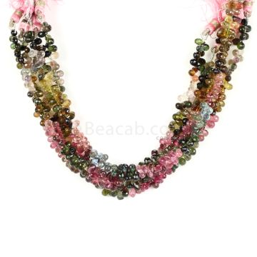5 Lines - Medium Tones Multi-Tourmaline Faceted Drops - 267.50 cts - 5.5 x 3.2 mm to 6.8 x 3.9 mm (MTFD1180)