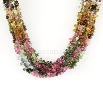 6 Lines - Medium Tones Multi-Tourmaline Faceted Drops - 287.50 cts - 3.4 x 4.2 mm to 4.2 x 6.4 mm (MTFD1172)