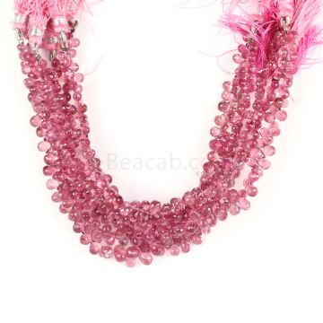 6 Lines - Medium Pink Tourmaline Faceted Drops - 342.00 cts - 5.5 x 3.5 mm to 8 x 5 mm (TFD1209)