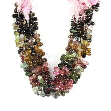 5 Lines - Medium Tones Multi-Tourmaline Faceted Drops - 686.50 cts - 7.5 x 4.7 mm to 6.7 x 10 mm (MTFD1170)