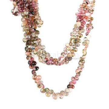 3 Lines - Bi-Color Tourmaline Faceted Drops - 215.50 cts - 4.8 x 4.4 mm to 7.5 x 6.9 mm (TFD1215)