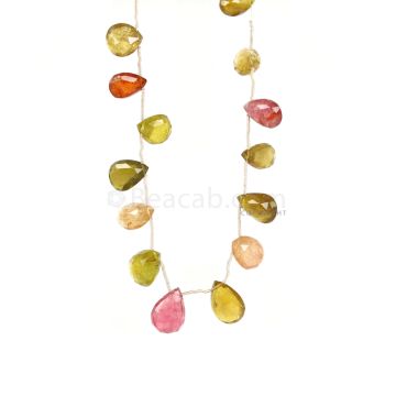 1 Line - Medium Tones Multi-Tourmaline Faceted Drops - 101.00 cts - 13 x 8.5 mm to 16 x 11.2 mm (MTFD1199)