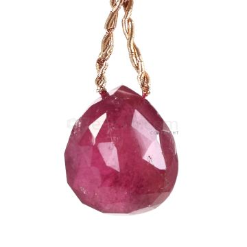 1 Piece - Medium Pink Tourmaline Faceted Drops - 43.00 cts - 22 x 20 x 13 mm (TFD1279)