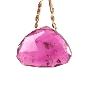 1 Piece - Dark Pink Tourmaline Faceted Drops - 53.00 cts - 22 x 29 x 9 mm (TFD1274)