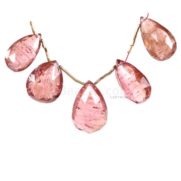 5 Pieces - Light Pink Tourmaline Faceted Drops - 50.50 cts - 17 x 10 x 6.7 mm to 20 x 13 x 7 mm (TFD1276)