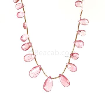 1 Line - Light Pink Tourmaline Faceted Drops - 22.50 cts - 7 x 4.5 mm to 12.5 x 7 mm (TFD1273)