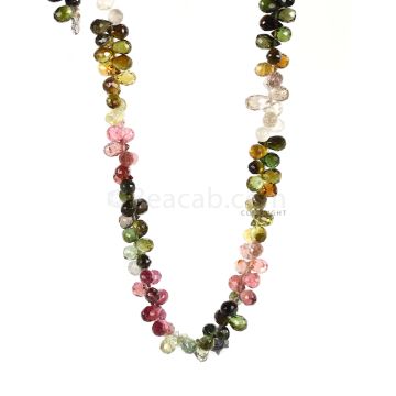 1 Line - Medium Tones Multi-Tourmaline Faceted Drops - 41.41 cts - 5.3 x 3.2 mm to 5.5 x 3.5 mm (MTFD1198)